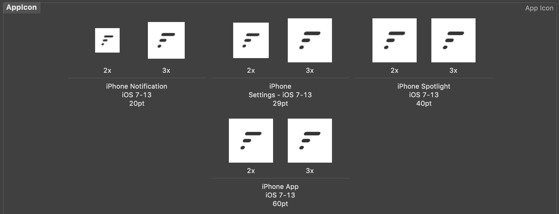 iPhone 用の画像しかない状態